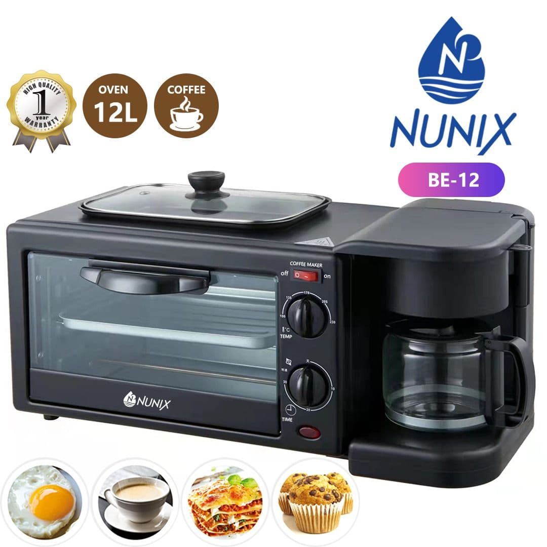 Nunix 3-in-1 Breakfast Maker (Toaster, Oven & Coffee Maker)